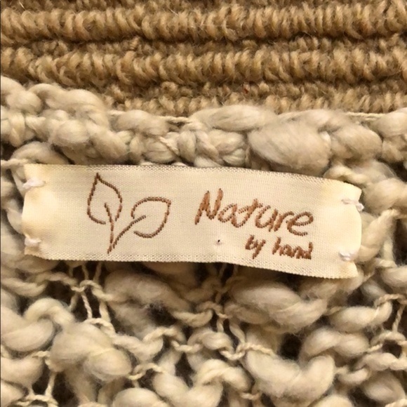 NATURE by Hand 100% Cotton Loose Knit Open Cardigan Sweater L - Picture 8 of 13